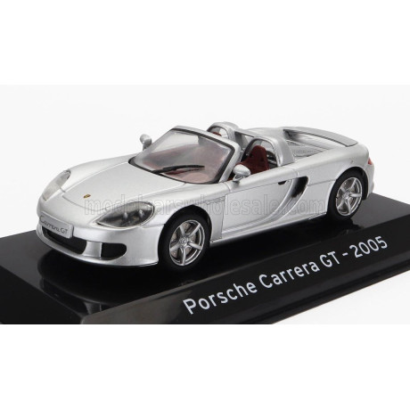 EDICOLA PORSCHE CARRERA GT SPIDER 2005 - CON VETRINA - WITH SHOWCASE - SILVER 1/43