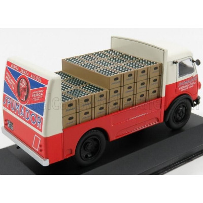 EDICOLA OM FIAT LEONCINO TRUCK PORTABOTTIGLIE SPUMADOR 1957 - TRANSPORT BOTTLE - RED WHITE 1/43