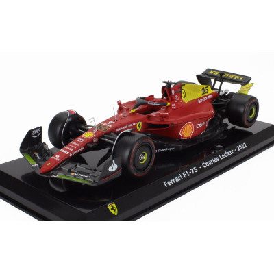 EDICOLA FERRARI F1-75 SCUDERIA FERRARI N 16 POLE POSITION AND 2nd MONZA ITALY GP 2022 CHARLES LECLERC - CON VETRINA - WITH SHOWC