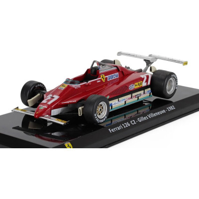 EDICOLA FERRARI F1  126C2 N 27 SEASON 1982 GILLES VILLENEUVE - CON VETRINA - WITH SHOWCASE - RED 1/24