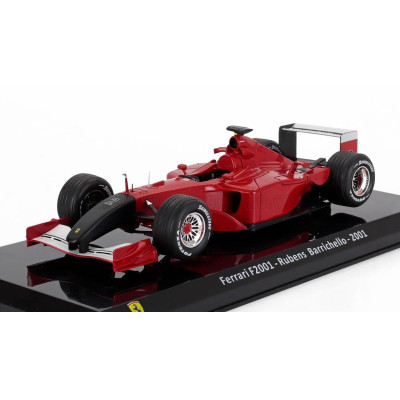 EDICOLA FERRARI F1  F2001 N 2 2nd ITALY MONZA GP 2001 RUBENS BARRICHELLO - CON VETRINA - WITH SHOWCASE - RED WHITE BLACK 1/24