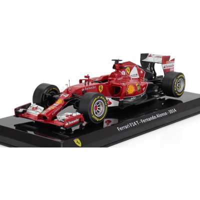 EDICOLA FERRARI F1  F14-T N 14 SEASON 2014 FERNANDO ALONSO - CON VETRINA - WITH SHOWCASE - RED BLACK WHITE 1/24