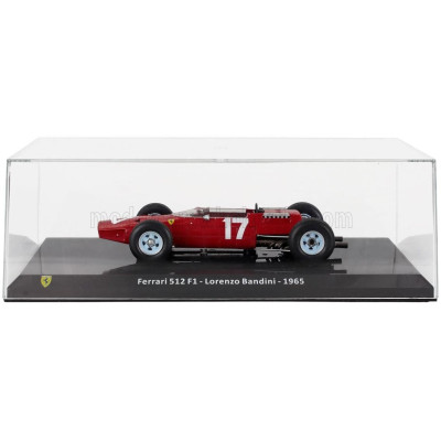 EDICOLA FERRARI F1  512 N 17 SEASON 1965 LORENZO BANDINI - CON VETRINA - WITH SHOWCASE - RED 1/24