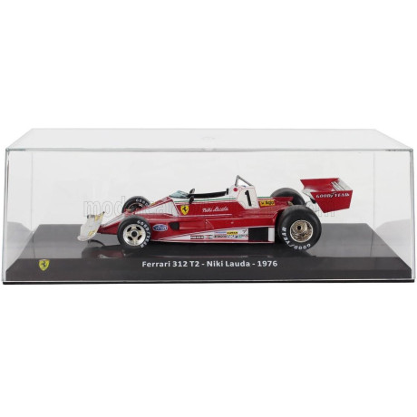 EDICOLA FERRARI F1  312T2 N 1 SEASON 1976 NIKI LAUDA - CON VETRINA - WITH SHOWCASE - RED WHITE SILVER 1/24