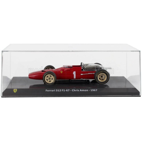 EDICOLA FERRARI F1  312 F1-67 N 1 SEASON 1967 CHRIS AMON - CON VETRINA - WITH SHOWCASE - RED 1/24
