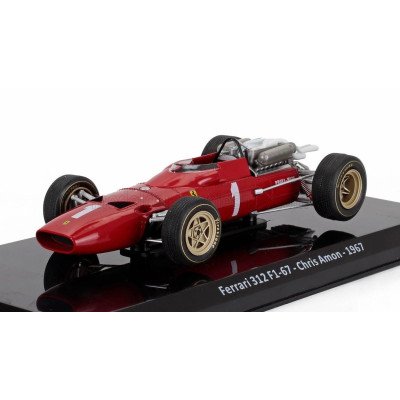 EDICOLA FERRARI F1  312 F1-67 N 1 SEASON 1967 CHRIS AMON - CON VETRINA - WITH SHOWCASE - RED 1/24