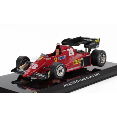 EDICOLA FERRARI F1  126C3 N 28 SEASON 1983 RENE ARNOUX - CON VETRINA - WITH SHOWCASE - RED 1/24