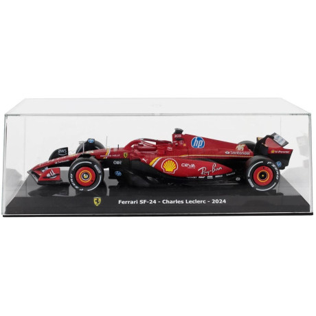 EDICOLA FERRARI F1  SF-24 N 16 SEASON 2024 CHARLES LECLERC - CON VETRINA - WITH SHOWCASE - RED BLACK 1/24