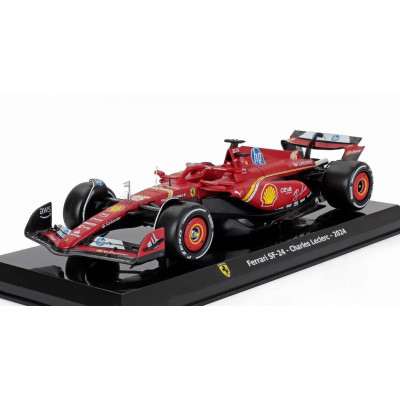 EDICOLA FERRARI F1  SF-24 N 16 SEASON 2024 CHARLES LECLERC - CON VETRINA - WITH SHOWCASE - RED BLACK 1/24