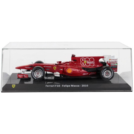 EDICOLA FERRARI F1  F10 N 7 (800th GP) TURKISH GP 2010 FELIPE MASSA - CON VETRINA - WITH SHOWCASE - F-1 RED MET WHITE 1/24