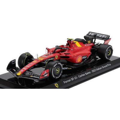 EDICOLA FERRARI F1  SF-23 TEAM SCUDERIA FERRARI N 55 MONZA ITALY GP 2023 CARLOS SAINZ - CON VETRINA - WITH SHOWCASE - RED BLACK
