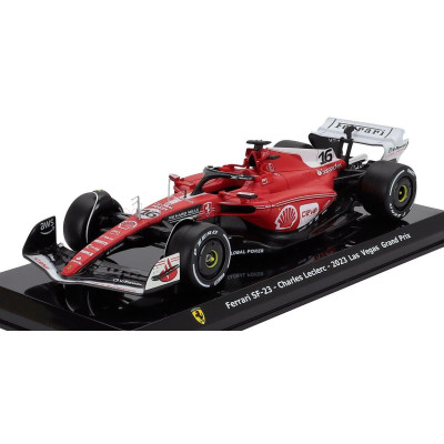 EDICOLA FERRARI F1  SF-23 TEAM SCUDERIA FERRARI N 16 2nd LAS VEGAS USA GP 2023 CHARLES LECLERC - CON VETRINA - WITH SHOWCASE - R