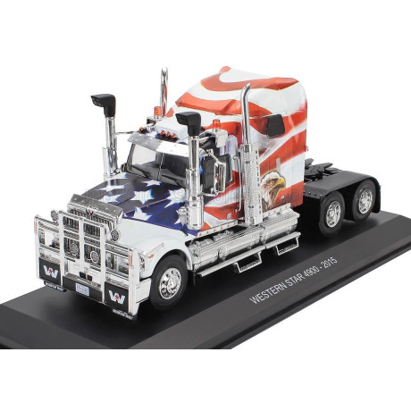 EDICOLA WESTERN STAR 4900 TRACTOR TRUCK 3-ASSI 2015 - AMERICAN EAGLE - WHITE BLUE RED 1/43
