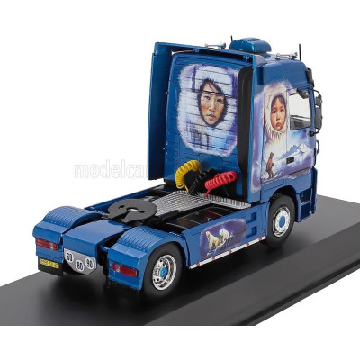 EDICOLA MERCEDES BENZ ACTROS 1851 MP1 TRACTOR TRUCK 2-ASSI 1998 - ESKIMO ARCTIC AIRBRUSH - BLUE 1/43