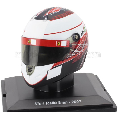 EDICOLA HELMET F1  CASCO HELMET KIMI RAIKKONEN F2007 TEAM FERRARI WORLD CHAMPION SEASON 2007 - BLACK WHITE RED 1/5