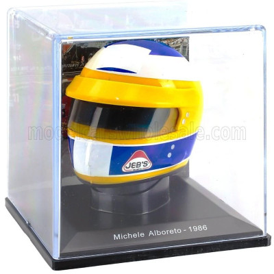 EDICOLA HELMET F1  CASCO HELMET MICHELE ALBORETO TEAM SCUDERIA FERRARI SEFAC F1/86 SEASON 1986 - YELLOW BLUE WHITE 1/5
