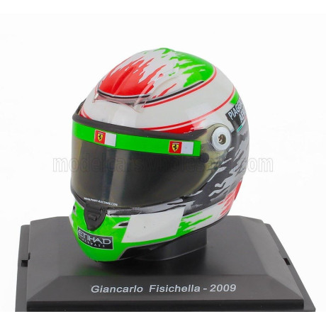 EDICOLA HELMET F1  CASCO HELMET GIANCARLO FISICHELLA TEAM SCUDERIA FERRARI F60 SEASON 2009 - WHITE GREEN RED 1/5