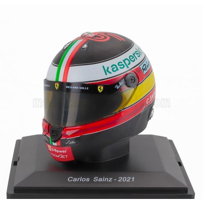 EDICOLA HELMET F1  CASCO HELMET CARLOS SAINZ TEAM SCUDERIA FERRARI MISSION WINNOW SF21 6th MONZA ITALY GP 2021 - BLACK RED YELLO