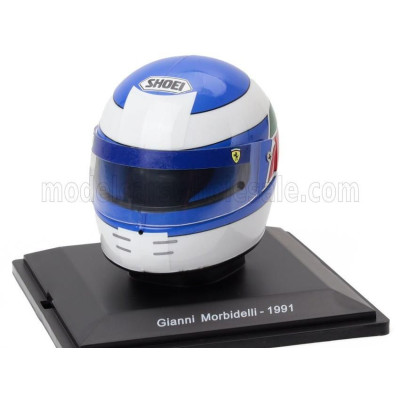 EDICOLA HELMET F1  CASCO HELMET GIANNI MORBIDELLI 643 TEAM FERRARI SEASON 1991 - WHITE BLUE GREEN RED 1/5