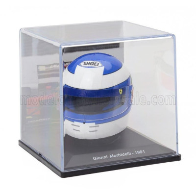 EDICOLA HELMET F1  CASCO HELMET GIANNI MORBIDELLI 643 TEAM FERRARI SEASON 1991 - WHITE BLUE GREEN RED 1/5