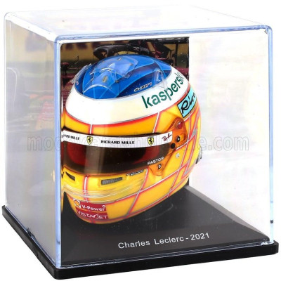 EDICOLA HELMET F1  CASCO HELMET CHARLES LECLERC TEAM SCUDERIA FERRARI MISSION WINNOW SF21 FRENCH GP 2021 - YELLOW WHITE BLUE 1/5