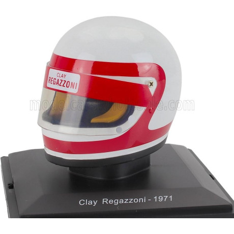 EDICOLA HELMET F1  CASCO HELMET CLAY REGAZZONI TEAM SCUDERIA FERRARI SEFAC 312B2 SEASON 1971 - WHITE RED 1/5