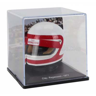 EDICOLA HELMET F1  CASCO HELMET CLAY REGAZZONI TEAM SCUDERIA FERRARI SEFAC 312B2 SEASON 1971 - WHITE RED 1/5