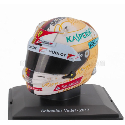 EDICOLA HELMET F1  CASCO HELMET SEBASTIAN VETTEL TEAM SCUDERIA FERRARI SF70H WINNER MONACO GP 2017 - YELLOW WHITE 1/5