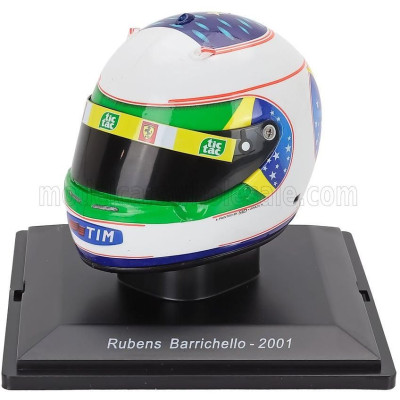 EDICOLA HELMET F1  CASCO HELMET RUBENS BARRICHELLO TEAM FERRARI F2001 SEASON 2001 - WHITE GREEN 1/5