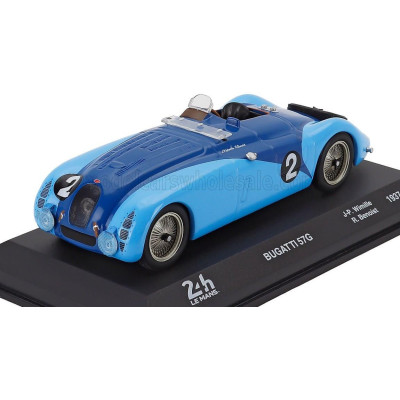 EDICOLA BUGATTI TYPE 57G 3.3L TEAM ROGER LABRIC N 2 WINNER 24h LE MANS 1937 JEAN PIERRE WIMILLE - ROBERT BENOIST - 2 TONE BLUE 1