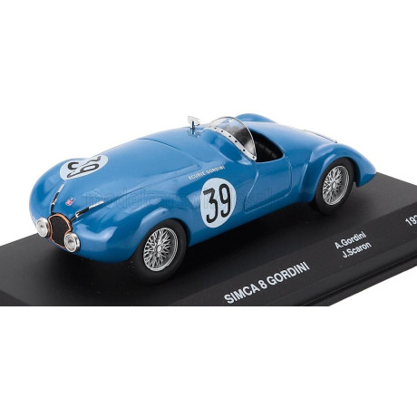 EDICOLA SIMCA 8 1.1L TEAM GORDINI N 39 24h LE MANS 1939 AMEDEE GORDINI - JOSE SCARON - BLUE 1/43