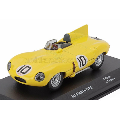 EDICOLA JAGUAR D-TYPE 3.4L TEAM ECURIE FRANCORCHAMPS N 10 3rd 24h LE MANS 1955 JACQUES SWATERS - JOHNNY CLAES - YELLOW 1/43