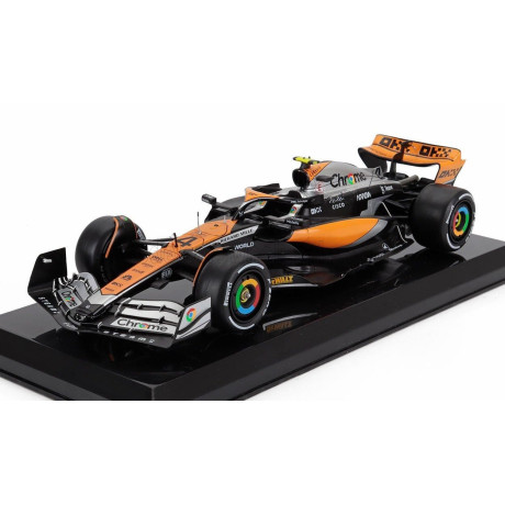 EDICOLA McLAREN F1  MCL60 TEAM McLAREN N 4 2nd BRITISH GP 2023 LANDO NORRIS - BLISTER BOX - ORANGE BLACK 1/24