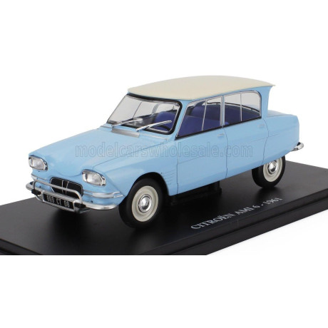 EDICOLA CITROEN AMI 6 1961 - CON VETRINA - WITH SHOWCASE - LIGHT BLUE WHITE 1/24