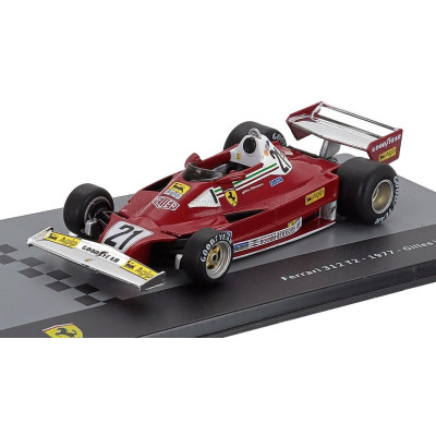EDICOLA FERRARI F1  312T2 SCUDERIA FERRARI SEFAC TEAM N 21 SEASON 1977 GILLES VILLENEUVE - CON VETRINA - WITH SHOWCASE - RED 1/4