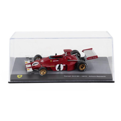 EDICOLA FERRARI F1  312 B3 N 4 SEASON 1973 ARTURO MERZARIO - CON VETRINA - WITH SHOWCASE - RED SILVER 1/43