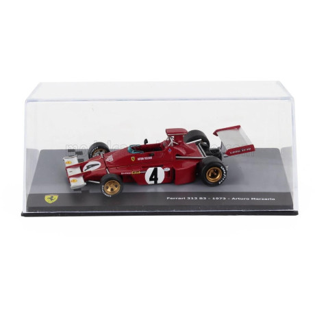 EDICOLA FERRARI F1  312 B3 N 4 SEASON 1973 ARTURO MERZARIO - CON VETRINA - WITH SHOWCASE - RED SILVER 1/43