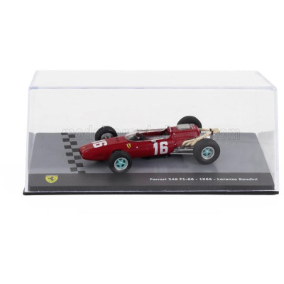 EDICOLA FERRARI F1  246 N 16 SEASON 1966 LORENZO BANDINI - CON VETRINA - WITH SHOWCASE - RED 1/43