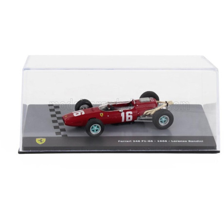 EDICOLA FERRARI F1  246 N 16 SEASON 1966 LORENZO BANDINI - CON VETRINA - WITH SHOWCASE - RED 1/43