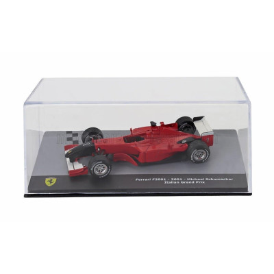 EDICOLA FERRARI F1  F2001 N 1 WORLD CHAMPION SEASON 2001 MICHAEL SCHUMACHER - CON VETRINA - WITH SHOWCASE - RED BLACK 1/43