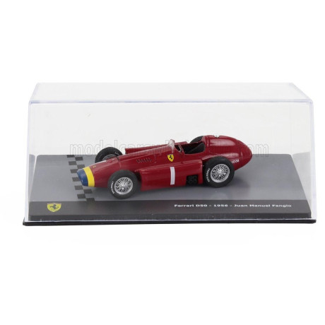 EDICOLA FERRARI F1  D50 N 1 WORLD CHAMPION SEASON 1956 JUAN MANUEL FANGIO - CON VETRINA - WITH SHOWCASE - RED YELLOW BLUE 1/43