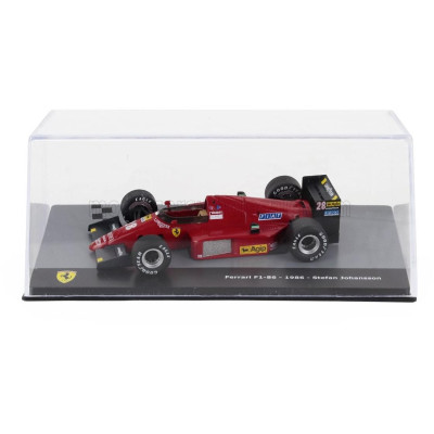 EDICOLA FERRARI F1  F1/86 N 28 SEASON 1986 STEFAN JOHANSSON - CON VETRINA - WITH SHOWCASE - RED BLACK 1/43