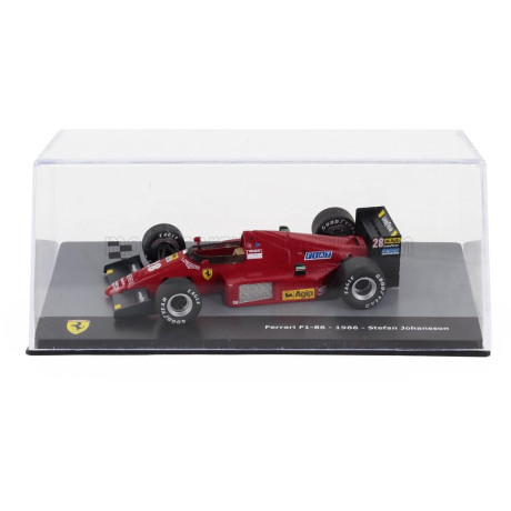 EDICOLA FERRARI F1  F1/86 N 28 SEASON 1986 STEFAN JOHANSSON - CON VETRINA - WITH SHOWCASE - RED BLACK 1/43