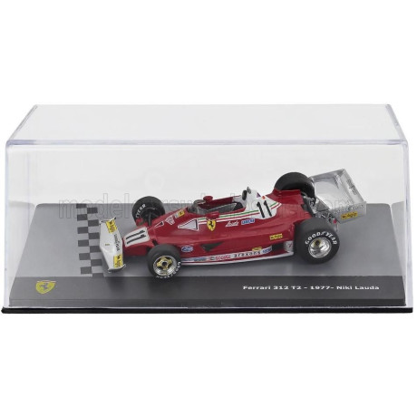 EDICOLA FERRARI F1  312T2 N 11 WORLD CHAMPION SEASON 1977 NIKI LAUDA - CON VETRINA - WITH SHOWCASE - RED 1/43