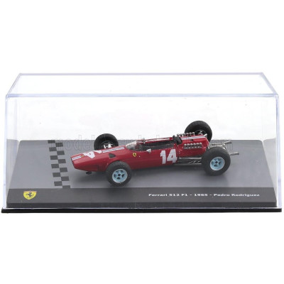 EDICOLA FERRARI F1  512 TEAM N.A.R.T. N 14 SEASON 1965 PEDRO RODRIGUEZ - CON VETRINA - WITH SHOWCASE - RED WHITE 1/43