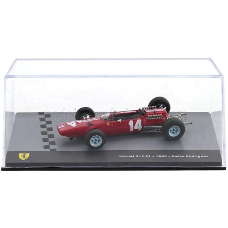 EDICOLA FERRARI F1  512 TEAM N.A.R.T. N 14 SEASON 1965 PEDRO RODRIGUEZ - CON VETRINA - WITH SHOWCASE - RED WHITE 1/43