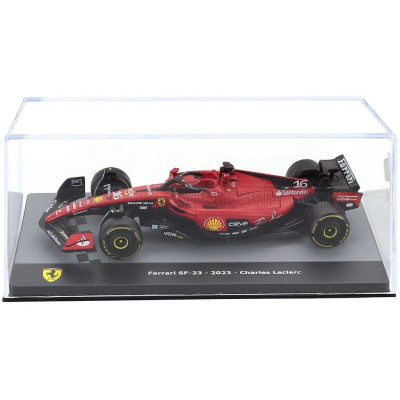 EDICOLA FERRARI F1  SF-23 TEAM SCUDERIA FERRARI N 16 SEASON 2023 CHARLES LECLERC - CON VETRINA - WITH SHOWCASE - RED BLACK 1/43