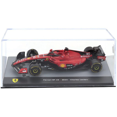 EDICOLA FERRARI F1  SF-23 TEAM SCUDERIA FERRARI N 16 SEASON 2023 CHARLES LECLERC - CON VETRINA - WITH SHOWCASE - RED BLACK 1/43