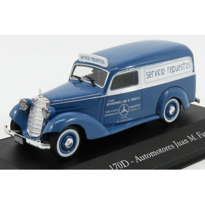EDICOLA MERCEDES BENZ 170D VAN MERCEDES - AUTOMOTORES JUAN MANUEL FANGIO 1954 - BLUE WHITE 1/43