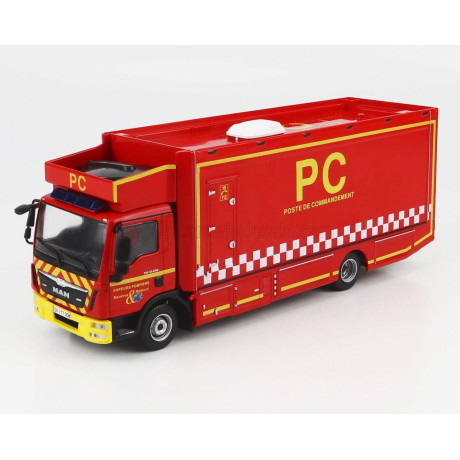 EDICOLA MAN TGL 12.250 TRUCK SAPEURS POMPIERS POSTE DE COMMANDEMENT FRANCE 2015 - RED YELLOW 1/43